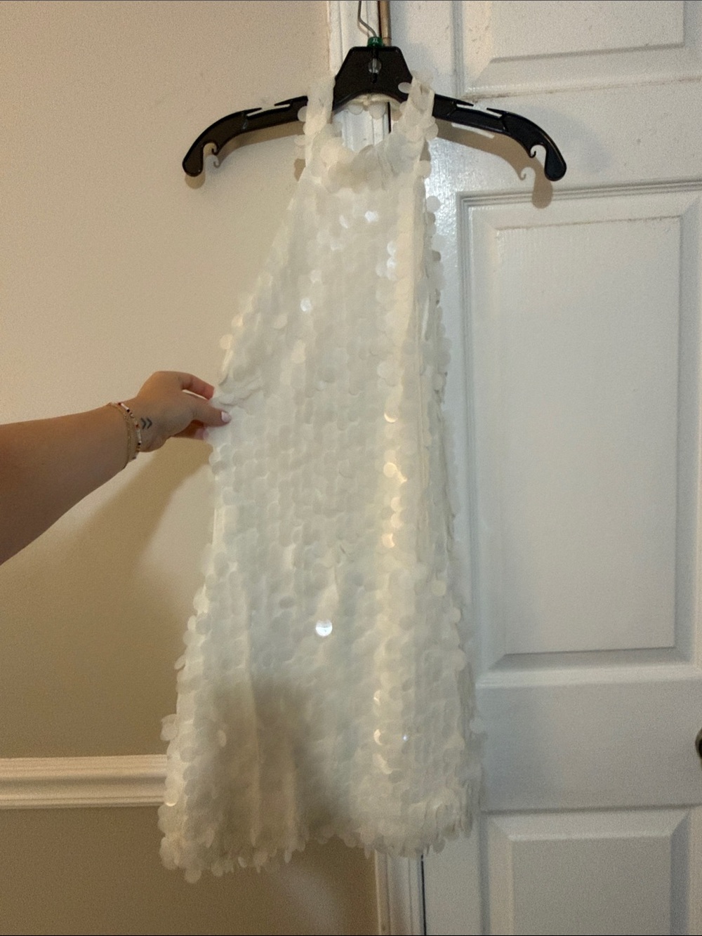 12th tribe White Sequin Halter Dress
